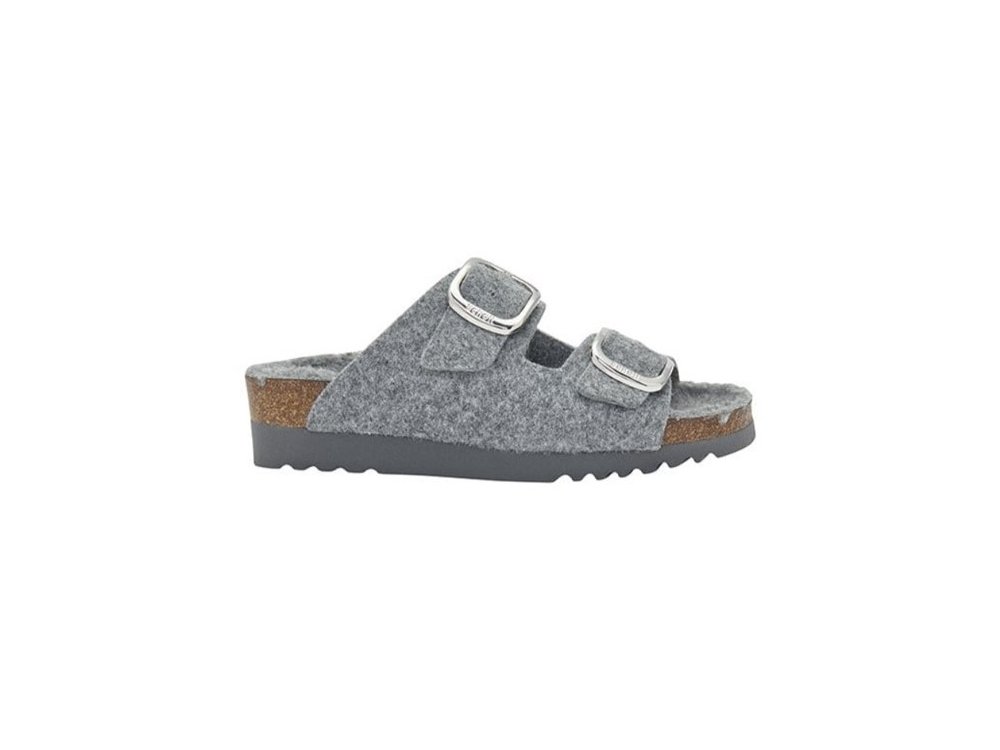 Scholl Ilary Fluffy Grey Ανατομική Γυναικεία Παντόφλα με Επένδυση Faux Γούνας, Νο38