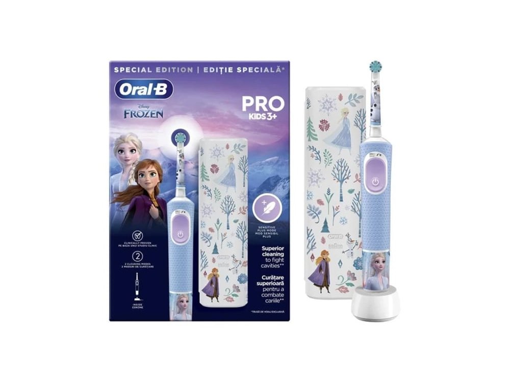 Oral-B Pro Electric Toothbrush Frozen with Travel Case Ηλεκτρική Οδοντόβουρτσα Frozen Με Θήκη Ταξιδίου 3+ Ετών, 1τμχ
