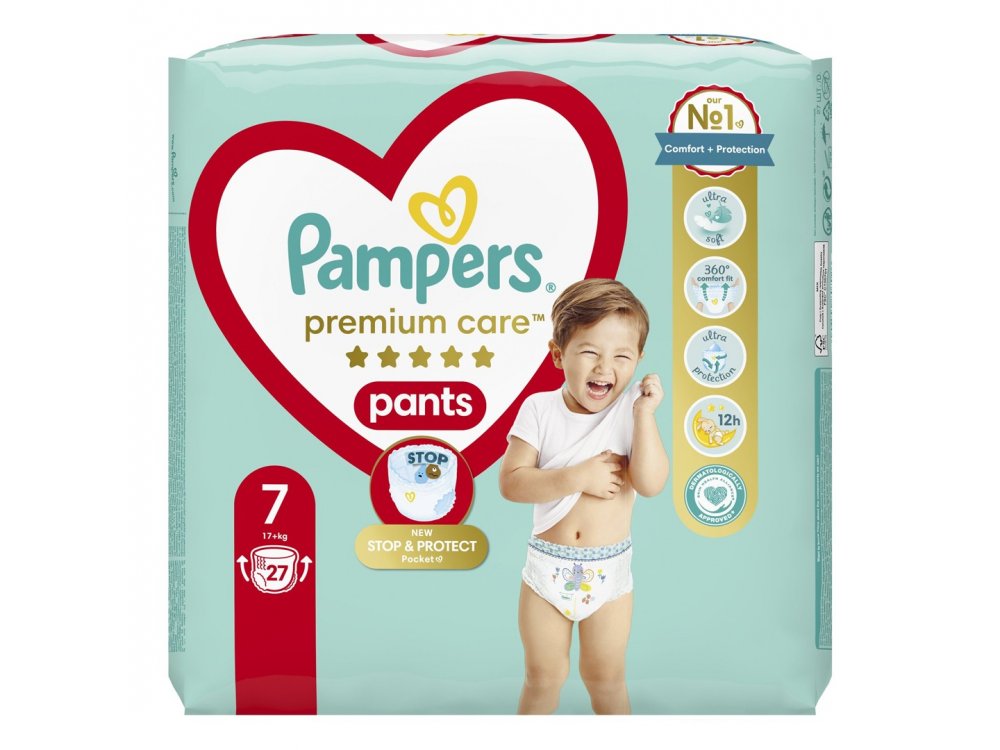 Pampers Premium Care Pants Βρεφικές Πάνες-Βρακάκι No.7 (17kg+), 27τμχ