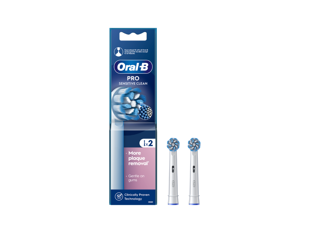 Oral-B Pro Sensitive Clean Ανταλλακτικές Κεφαλές Ηλεκτρικής Οδοντόβουρτσας με Λεπτές Ίνες για Ευαίσθητα Ούλα, 2τμχ