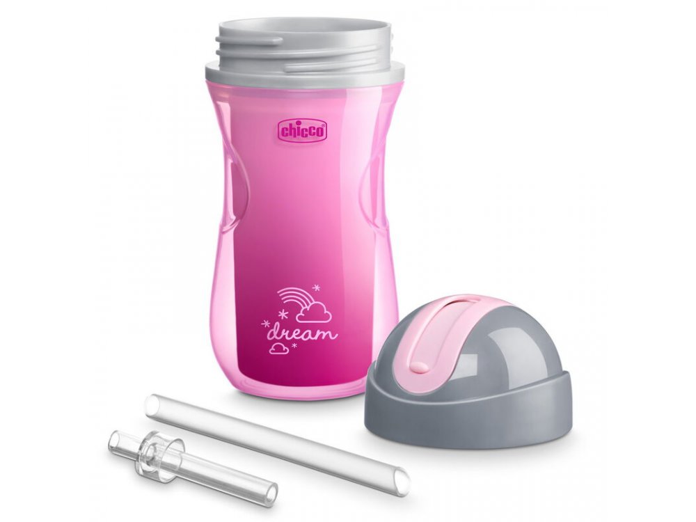 Chicco Sport Εκπαιδευτικό Ποτήρι Με Καλαμάκι Για 14m+, Ρόζ, 260ml