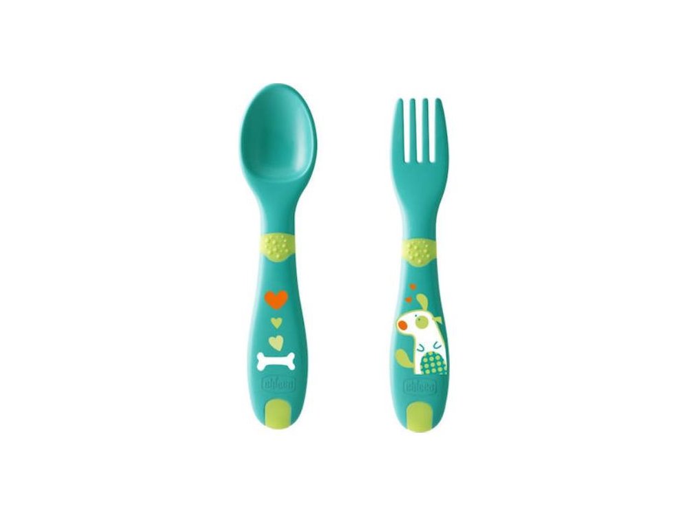 Chicco, Βρεφικό Σετ με Πιρούνι από Πλαστικό Πράσινο για 12+ μηνών, 2τμχ