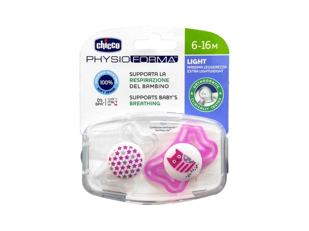 Chicco Physio Forma Light Εργονομική Πιπίλα με Θηλή Σιλικόνης για Ηλικίες 6-16m, 2τμχ