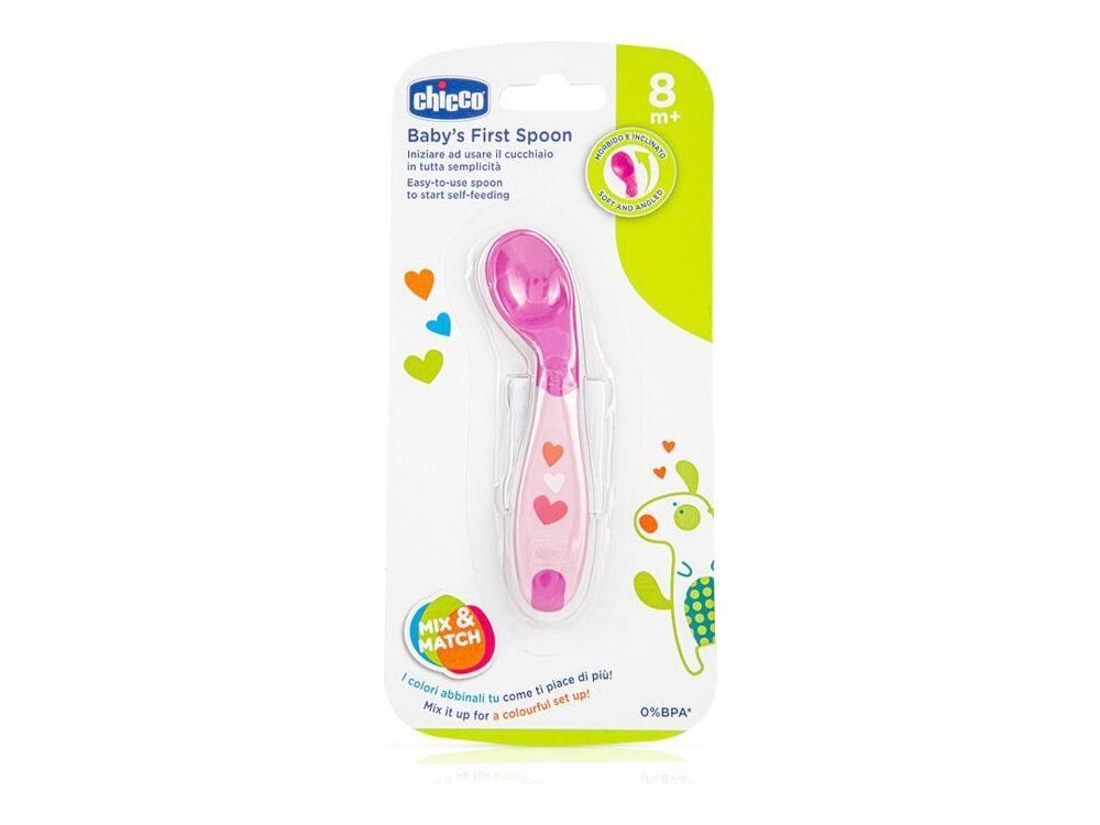 Chicco Baby's First Spoon Κουτάλι Σιλικόνης για Βρέφη 8m+, 1τμχ
