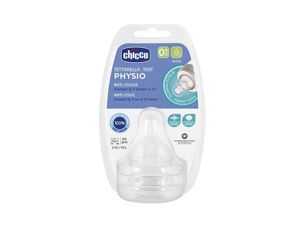 Chicco Physio Perfect 5 Θηλή Σιλικόνης Κανονική Ροή 0m+, 2 τμχ
