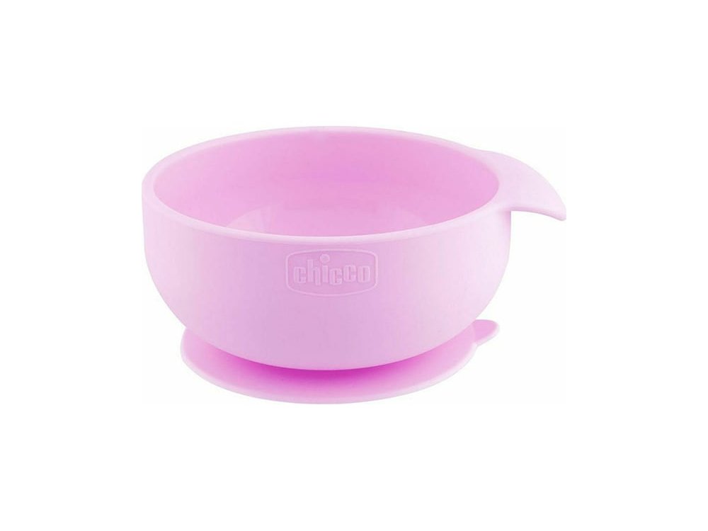 Chicco Μπολ Σιλικόνης με Βεντούζα Ρόζ 6m+, 1τμχ