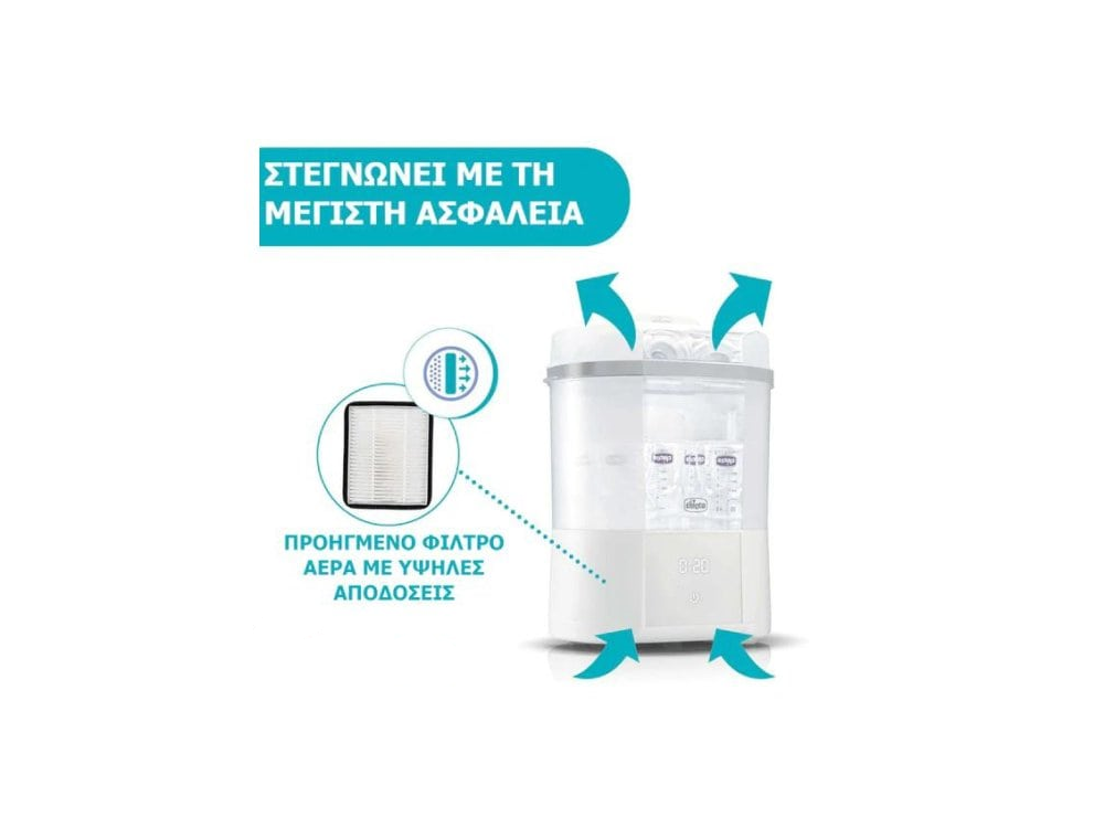 Chicco Ψηφιακός Αποστειρωτής & Στεγνωτήρας με Φίλτρο, 1τμχ