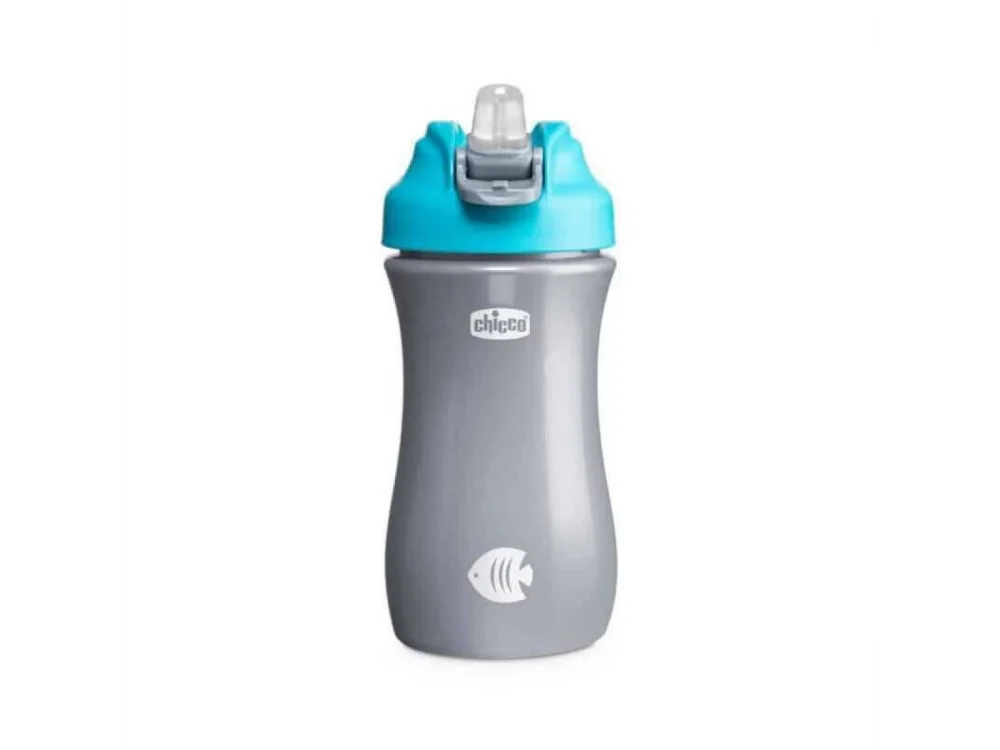 Chicco Pop-Up Cup Παιδικό Κύπελλο με Καλαμάκι Σιέλ 24m+, 350ml, 1τμχ
