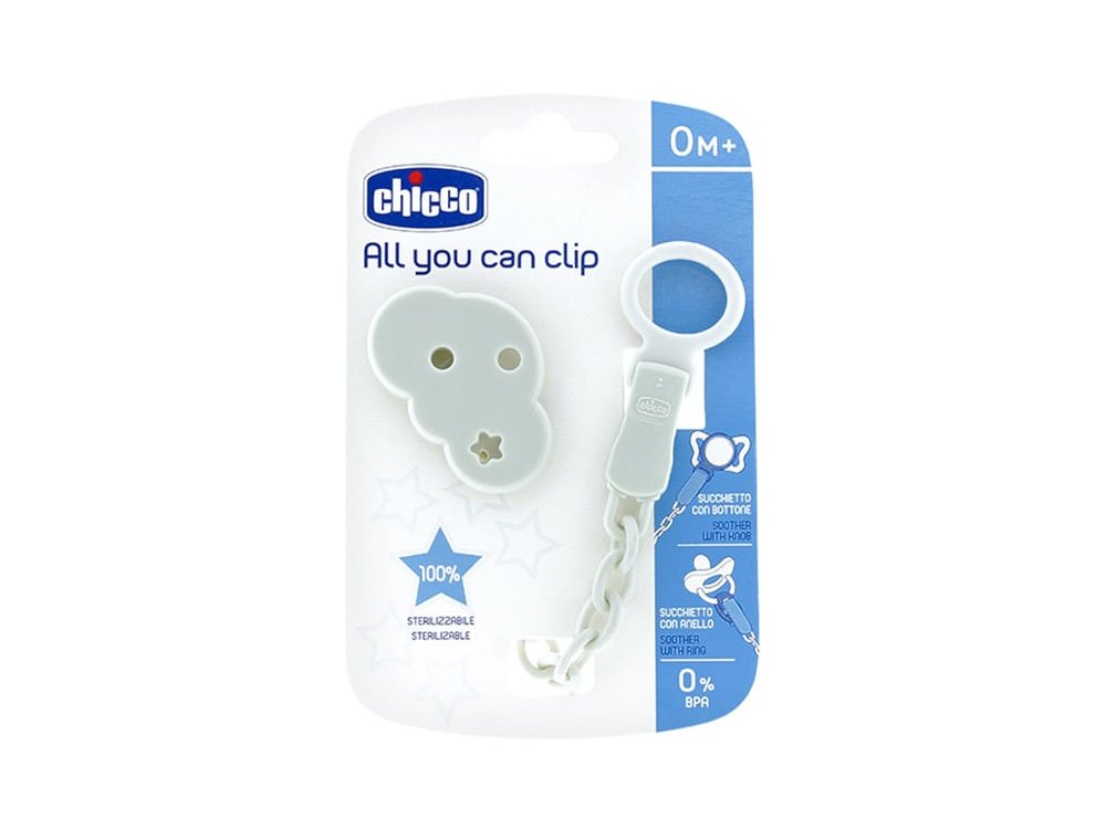 Chicco All You Can Clip Κλιπ Πιπίλας Συννεφάκι με Αλυσίδα 0m+, 1τμχ