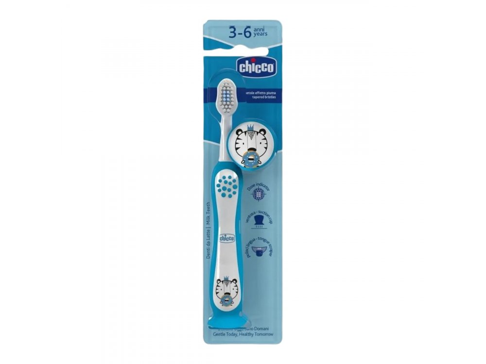 Chicco Toothbrush Tiger, Παιδική Οδοντόβουρτσα για 3-6 Ετών Μπλε, 1τμχ