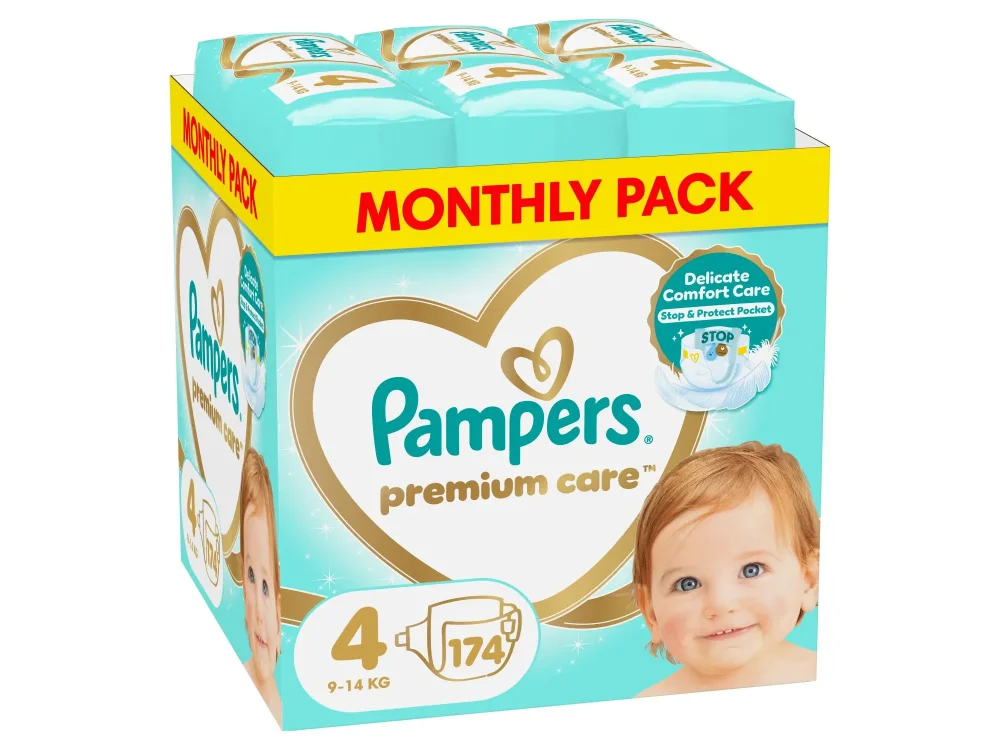 Pampers Premium Care Monthly Pack Νο4 (9-14kg), Πάνες, 174τεμ