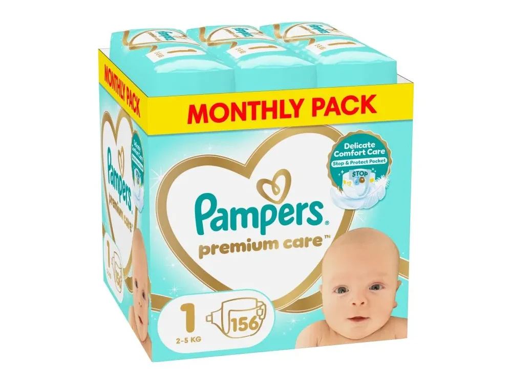 Pampers Premium Care Monthly Pack Νο1 Newborn (2-5kg), Πάνες, 156τεμ