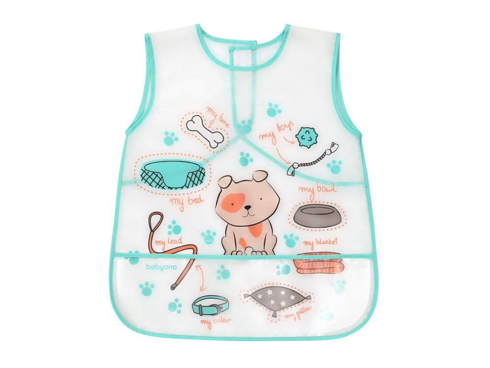 BabyOno Apron Creative Baby, Σαλιάρα - Ποδιά, Αδιάβροχη, 36m+