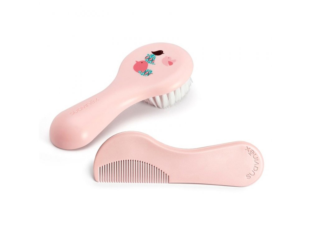 Suavinex Βρεφική Βούρτσα & Χτένα, Χρώμα Ρόζ