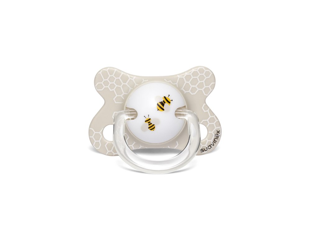 Suavinex Aνατομική Πιπίλα Fusion White Bee, με Θηλή Σιλικόνης 2-4m