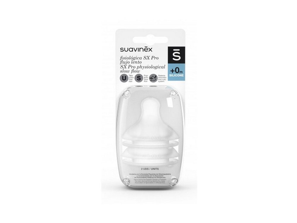 Suavinex SX Pro Small Φυσιολογικές Θηλές Σιλικόνης Αργής Ροής 0+Μ (Σετ 2τμχ)