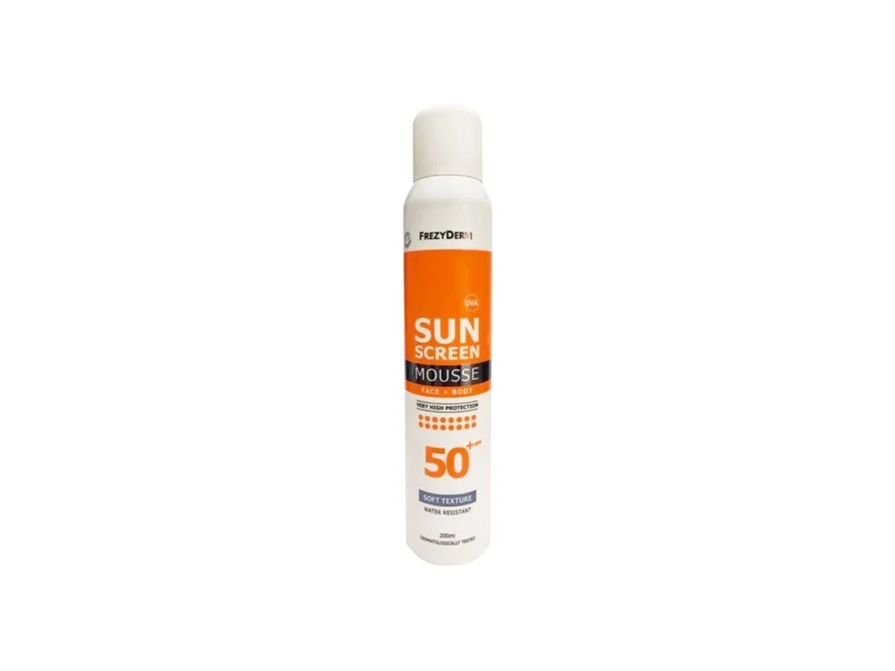Frezyderm Sun Screen Mousse SPF50+, Αντηλιακό Προσώπου & Σώματος, 200ml
