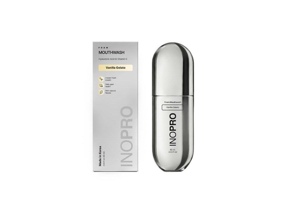 INOPRO Hyaluronic Acid & Vitamin C Foam Mouthwash Vanilla Gelato Στοματικό Διάλυμα σε Μορφή Αφρού με Υαλουρονικό & Βιταμίνη C, 60ml