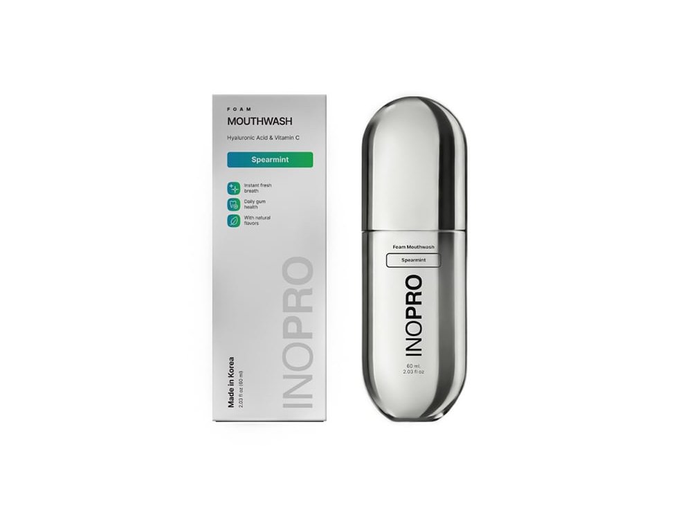 INOPRO Hyaluronic Acid & Vitamin C Foam Mouthwash Spearmint Στοματικό Διάλυμα σε Μορφή Αφρού με Υαλουρονικό & Βιταμίνη C, 60ml