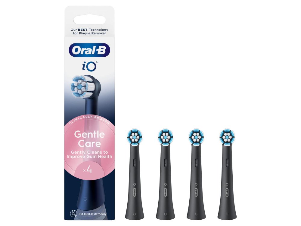 Oral-B iO Gentle Care Black, Ανταλλακτικές Κεφαλές Ηλεκτρικής Οδοντόβουρτσας, 4τεμ