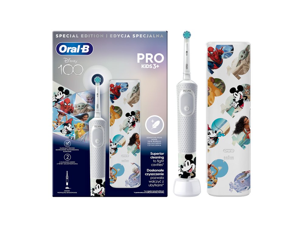 Oral-B Eπαναφορτιζόμενη Oδοντόβουρτσα Vitality Pro Kids Mickey 3+ & Δώρο Θήκη Ταξιδιού, 1τμχ