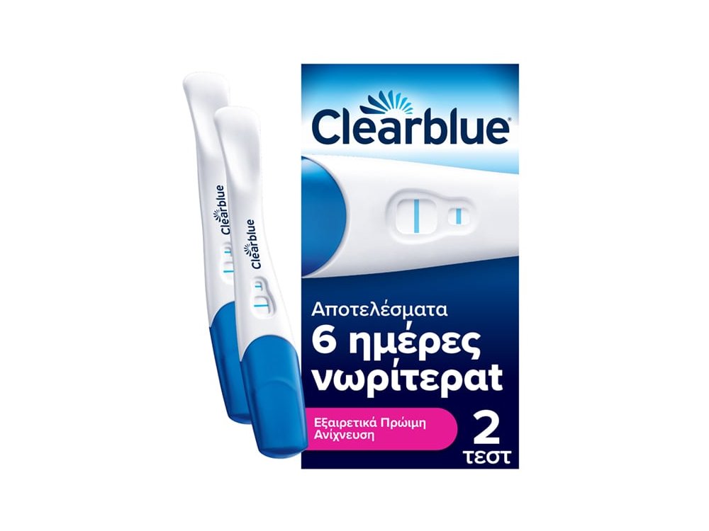 Clearblue Τεστ Εγκυμοσύνης Εξαιρετικά Πρώιμη Ανίχνευση, 2τμχ