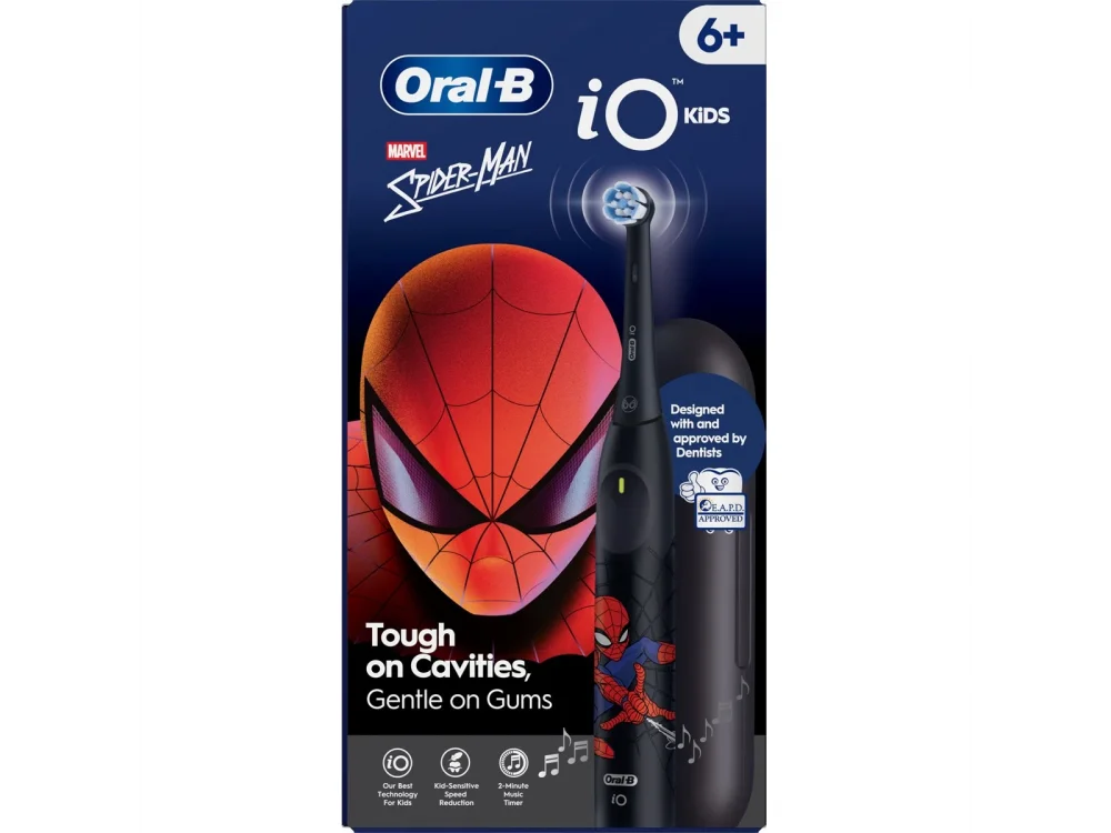 Oral-B iO Kids Spider-Man Black Παιδική Ηλεκτρική Οδοντόβουρτσα με Χρονομετρητή & Θήκη Ταξιδίου