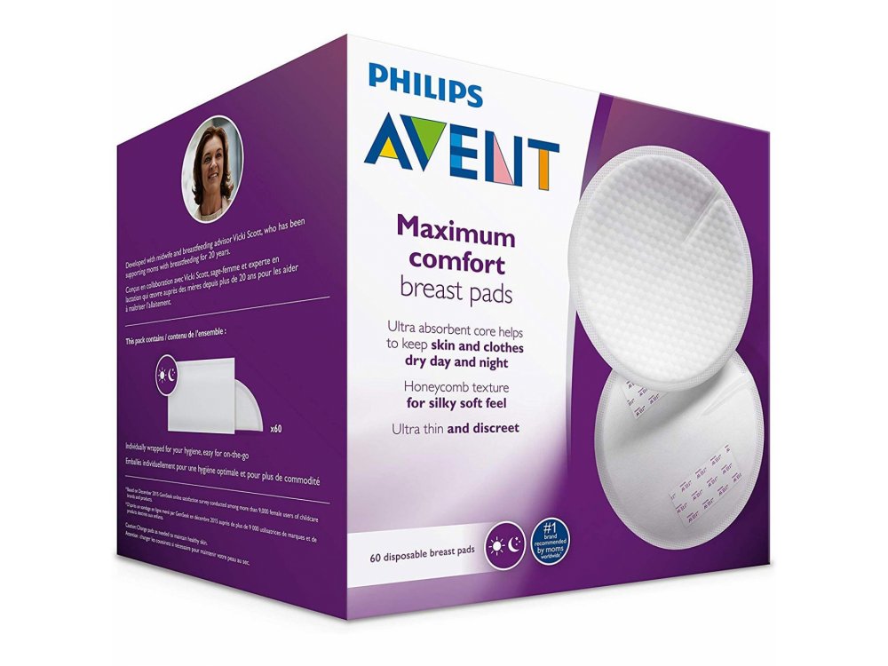 Philips Avent Επιθέματα στήθους μίας χρήσης ημέρας & νύχτας, 60 τμχ, SCF254/61