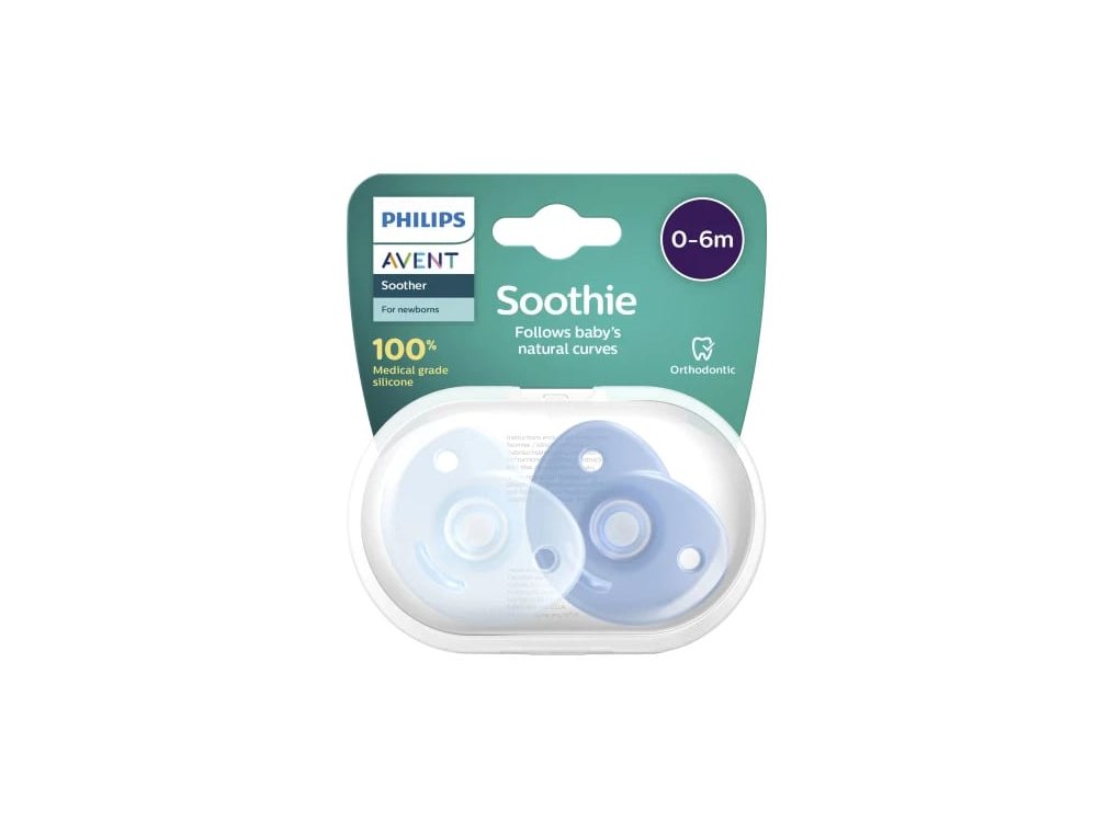 Philips Avent Soothie (SCF099/21), Ορθοδοντική Πιπίλα Σιλικόνης 0-6 μηνών, 2τεμ