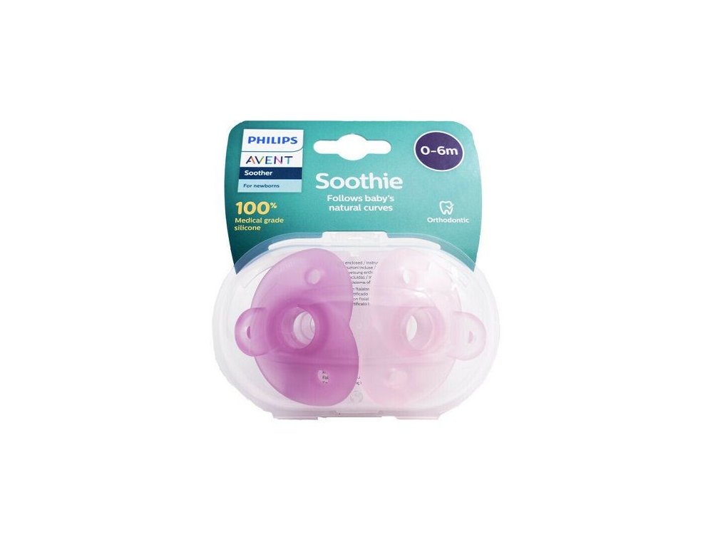 Philips Avent Soothie (SCF099/21), Ορθοδοντική Πιπίλα Σιλικόνης 0-6 μηνών Ροζ, 2τεμ