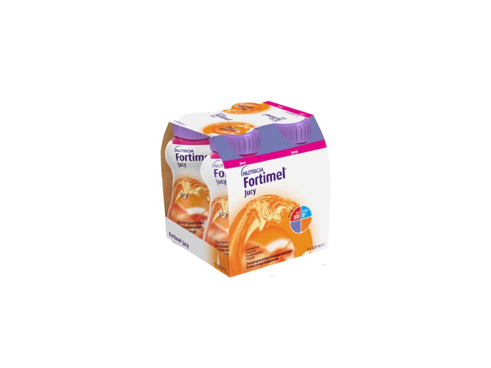 Nutricia Fortimel Jucy Orange Συμπλήρωμα Διατροφής, Θρεπτικό Σκεύασμα Υψηλής Ενέργειας, Χωρίς Γλουτένη με Γεύση Πορτοκάλι, 4x200ml