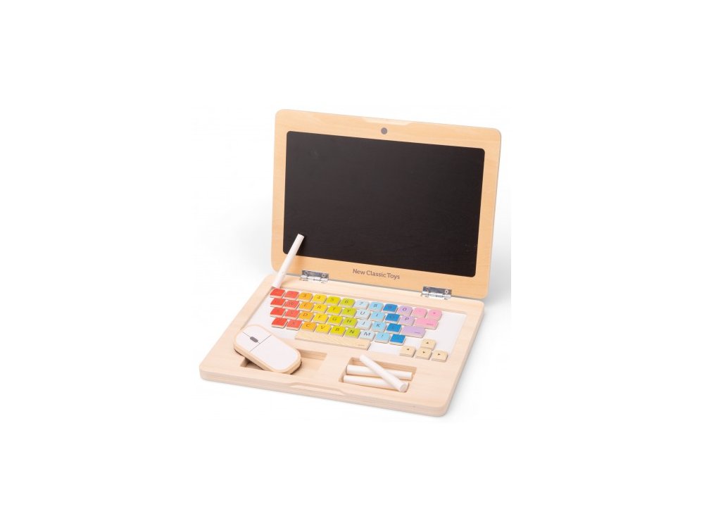 New Classic Toys Educational My First Laptop, Ξύλινος Φορητός Υπολογιστής 36m+, 1τμχ