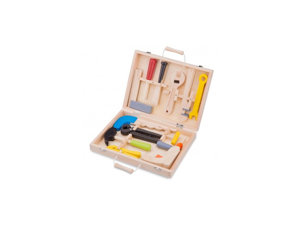 New Classic Toys Εducational Tοοl Box, Ξύλινη Θήκη με Εργαλεία 36m+, 1σετ