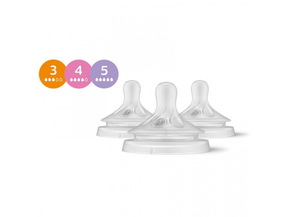 Θηλές σιλικόνης, Philips Avent Natural Response για 0m+, 3 τμχ