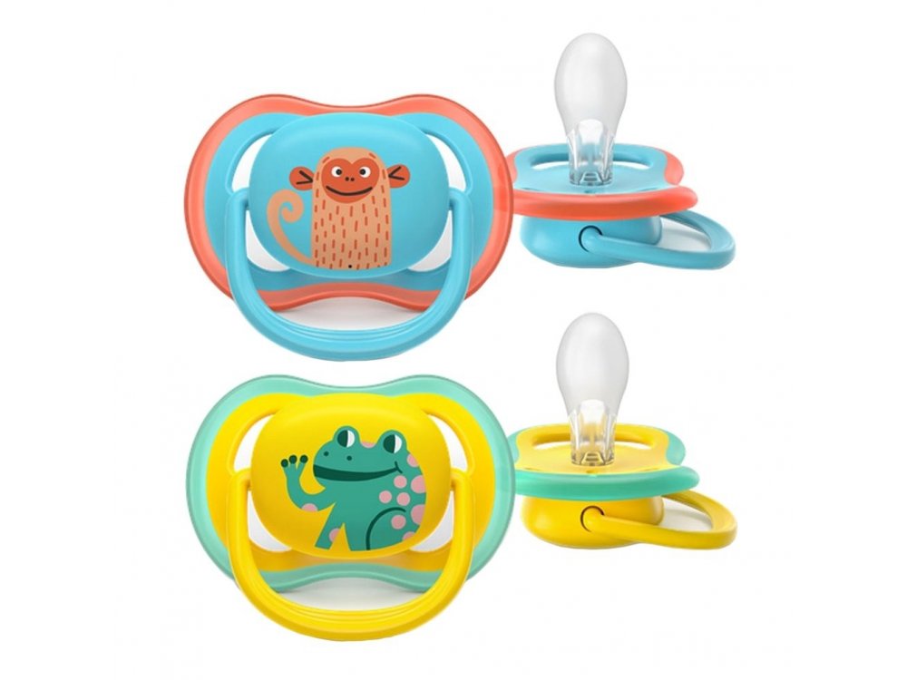 Philips Avent Ultra Colors of Nature Silicone Soother Ultra Soft Ορθοδοντική Πιπίλα Σιλικόνης, 18m+, 2τμχ