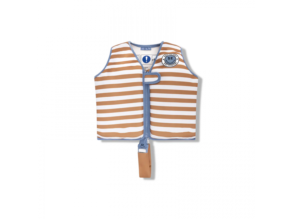 Swim Essentials Brown White Striped, Σωσίβιο γιλέκο κολύμβησης με ιμάντα ασφαλείας για παιδιά 2-3 ετών, 1τμχ