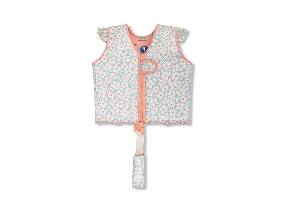 Swim Essentials Σωσίβιο Γιλέκο με Ιμάντα Ασφαλείας Green Flower 3-6 ετών, 1τμχ