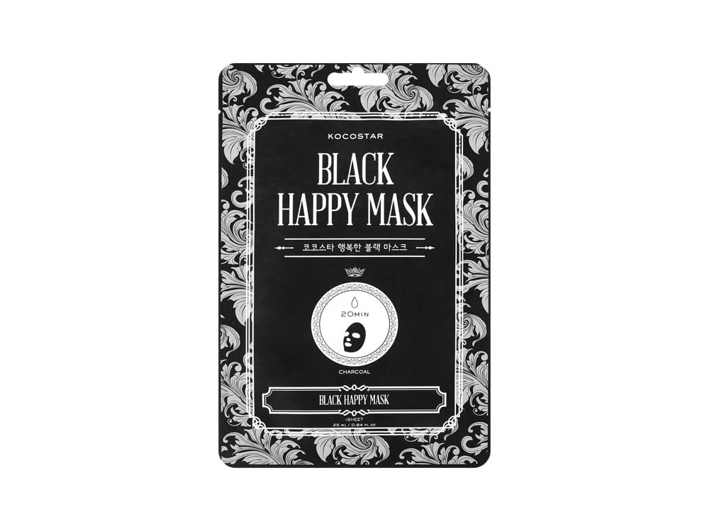 Kocostar Black Happy Mask, Μάσκα Καθαρισμού Προσώπου με Άνθρακα, 1τμχ