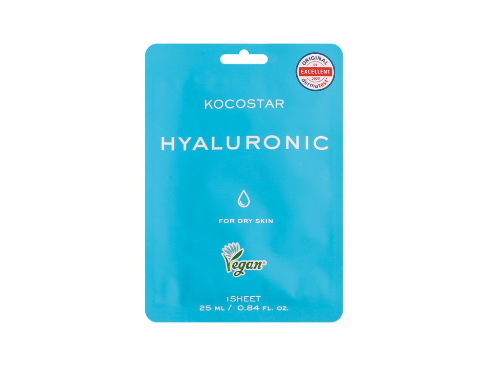 Kocostar Hyaluronic Sheet Mask, Εμποτισμένη Μάσκα Προσώπου για Θρέψη & Ενυδάτωση, 25ml