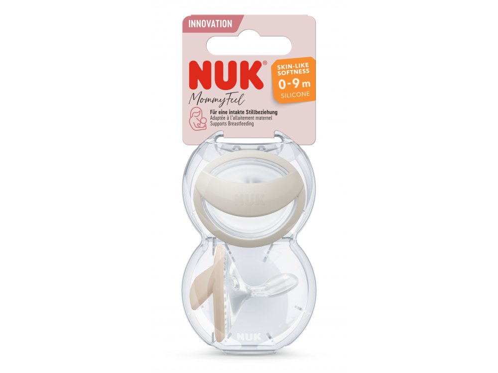 Nuk Mommy Πιπίλες Σιλικόνης Feel (Γκρι & Μπεζ), 0-9 μηνών, 2τμχ