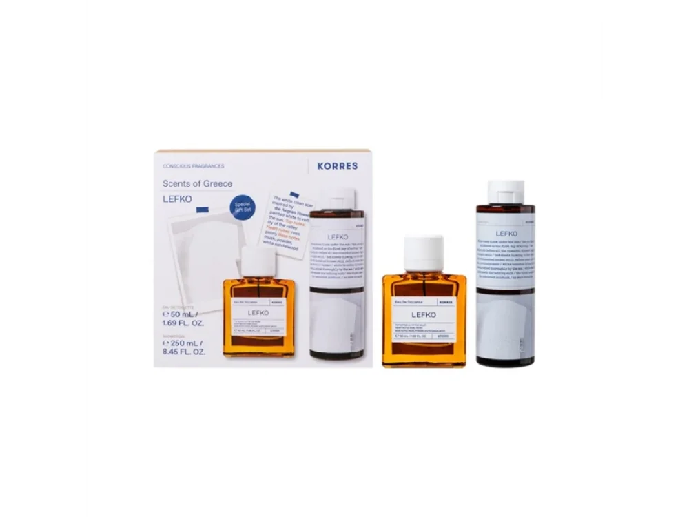 Korres Promo με Lefko Eau De Toilette Άρωμα Λουλουδένιο με Αρωματικές Νότες από Τριαντάφυλλο & Παιώνια 50ml & Αφρόλουτρο 250ml
