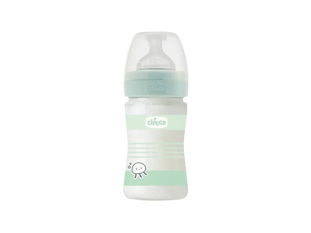 Chicco Well Being Μπιμπερό Γυάλινο Βεραμάν με Ριγές 0m+, 150ml