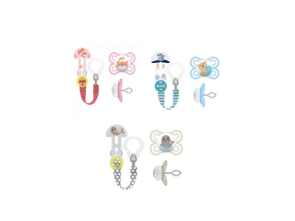 Mam Perfect & Clip It! Set, Πιπίλας Σιλικόνης και Κορδέλα Στήριξης, 0m+