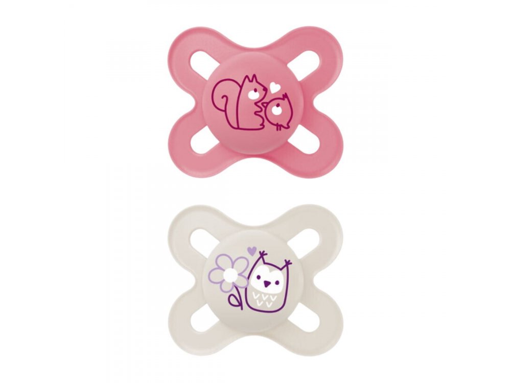 Mam Start, Πιπίλα Σιλικόνης  Ροζ Γκρι 0-2 μηνών, 2τμχ