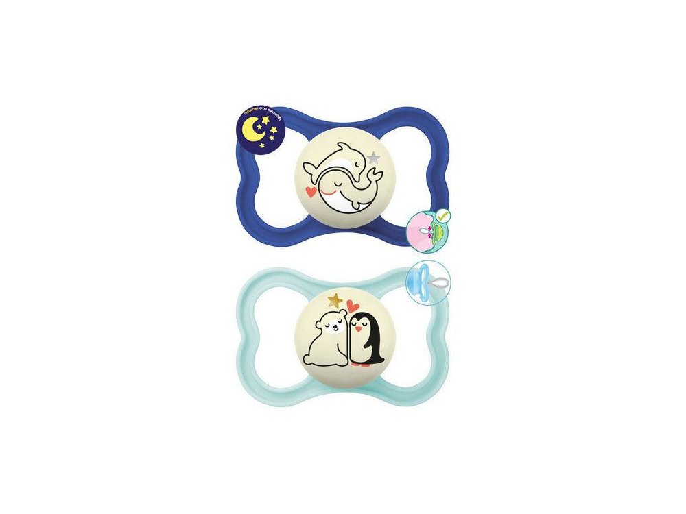 Mam Supreme Night, Πιπίλα Σιλικόνης Νυχτός 6m+, 2τεμ