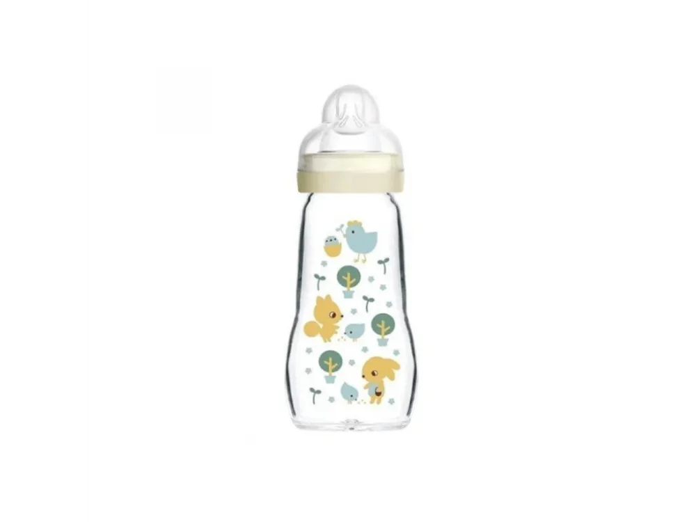 Mam Feel Good, Γυάλινο Μπιμπερό με Θηλή Σιλικόνης 2m+, 260ml