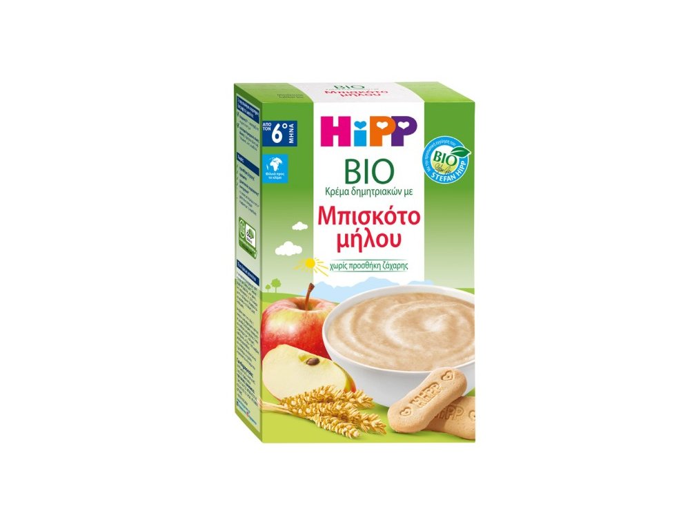 Hipp Bio Κρέμα Δημητριακών με Μπισκότο Μήλου για 6m+, 250g