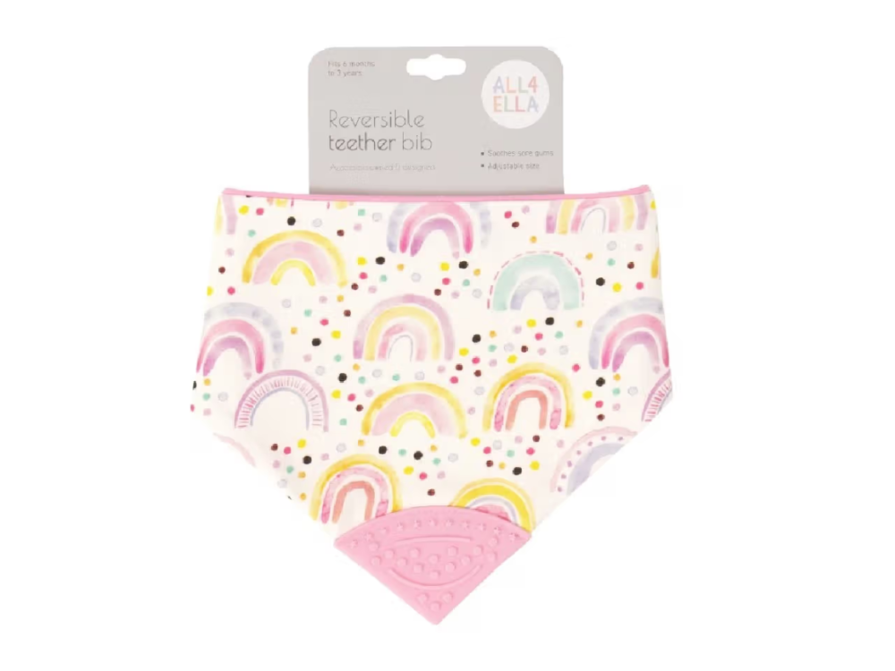 ALL4ELLA Bandana Μπαντάνα-Σαλιάρα Υφασμάτινη και Μασητικό Watercolour Rainbow, 1τμχ