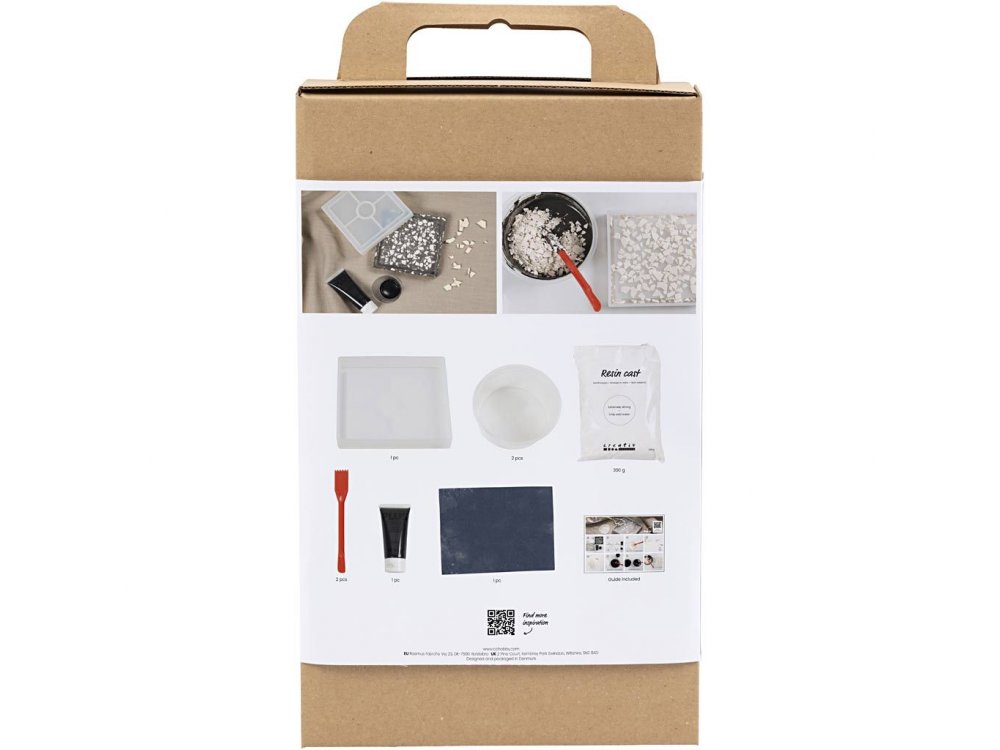DIY Κιτ Χειροτεχνίας Ρητίνη χύτευσης, Tετράγωνος δίσκος με Mωσαϊκό, μαύρο - λευκό, 1πακ