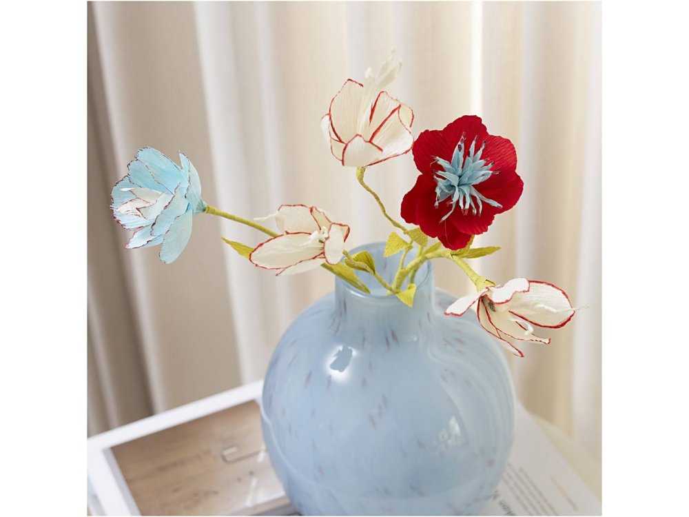 DIY Μίνι Kιτ Xειροτεχνίας Λουλουδιών από Xαρτί κρεπ, 1πακ